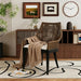 Natural Cane Mesh Rattan Accent Chair, Tropical Coastal Woven Back Armchair with Beige Fabric Cushion & Black Tapered Wood Legs, Ergonomic Comfort for Living Room Bedroom