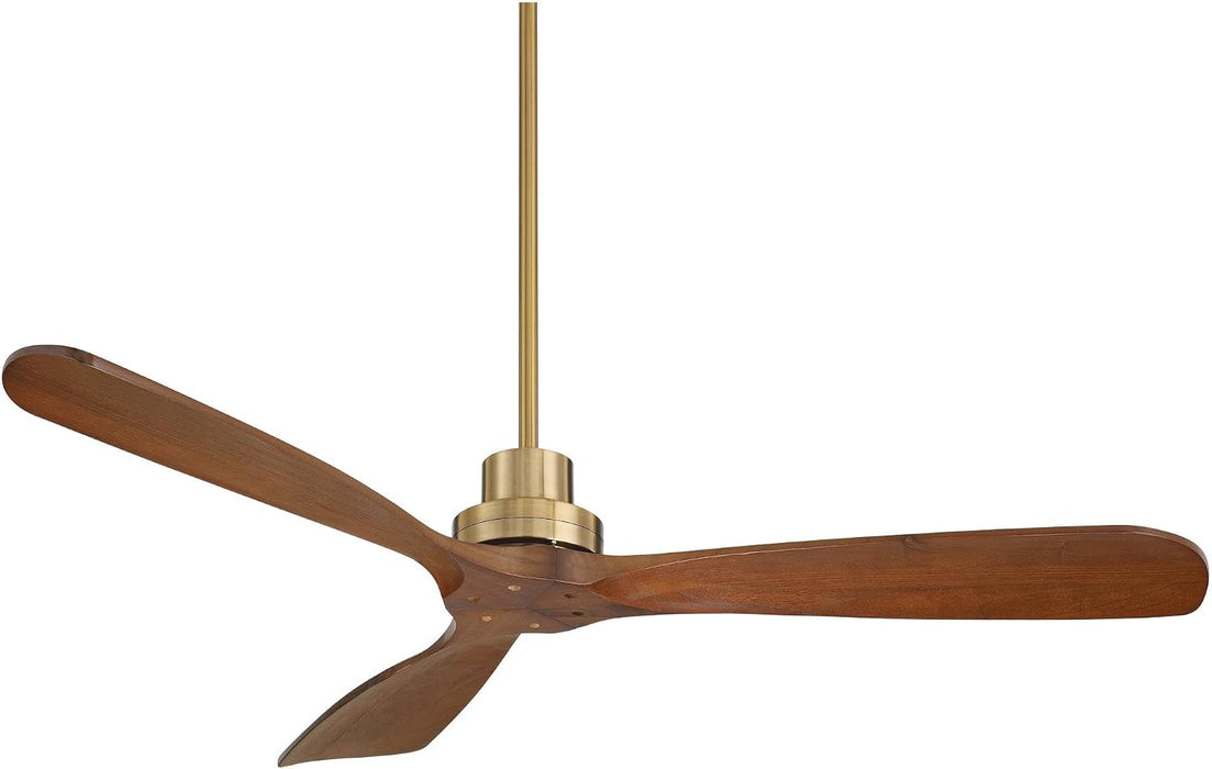 Contemporary Hardwood Ceiling Fan Featuring Soft Brass