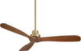 Contemporary Hardwood Ceiling Fan Featuring Soft Brass