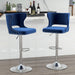 Bar Stools Set of 4, Velvet Swivel Adjustable Barstools with Hollow Back, Rivet Trim and Stable Chrome Base, Upholstered Counter Height Bar Stools for Kitchen Island, Blue