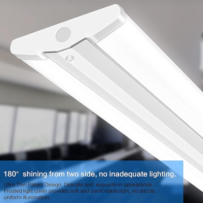 110W 8FT LED Wraparound Ultra Slim Strip Lights, 12600LM, 5000K, 8 Foot LED Garage Shop Lights, Flush Mount Warehouse Office Ceiling Lighting Fixture, Fluorescent Tube Replacement, 2 Pack