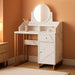 Light Luxury Dressing Table with Storage Cabinet, Modern Vanity Desk with Drawer, Home Makeup Station for Bedroom, Metal Dresser with Adjustable Mirror 3388 (White)
