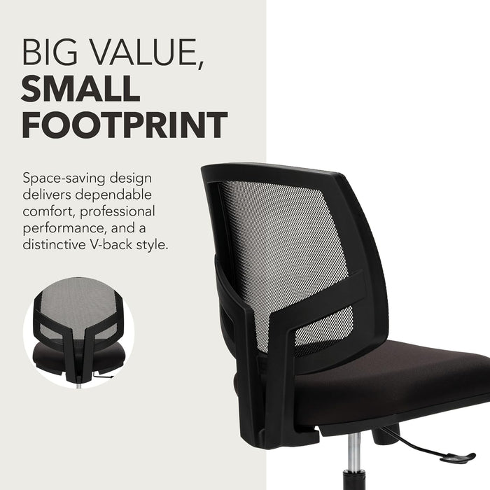 Volt Ergonomic Office Chair, Armless, Office Desk Computer Chair, Black