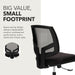 Volt Ergonomic Office Chair, Armless, Office Desk Computer Chair, Black