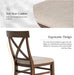 Solid Wood Dining Chairs Set of 2 with Cross Back, Walnut