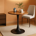 Round Dining Table 24" Circle Tulip Table for 2 People,Walnut | Mid Century Modern Leisure Kitchen Table with Wood Thickened Tabletop Sturdy Metal Pedestal for Small Places Living Room Cafe