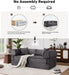 Gray Corduroy Convertible Sectional Sofa Bed Cushions