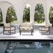 Patio Furniture Set, 4 Piece Outdoor Patio Furniture with Thick Cushions, Modern Metal Outdoor Conversation Sets with Coffee Table for Porch, Balcony, Deck Cream