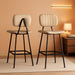 24-Inch Leather Bar Stools Set of 2 with High Backrest, Beige