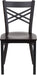 2 Pack HERCULES Series Black ''X'' Back Metal Restaurant Chair - Walnut Wood Seat