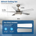 Ceiling Fan with Lights Remote Control, 52 Inch, Brushed Nickel (5-Blades)