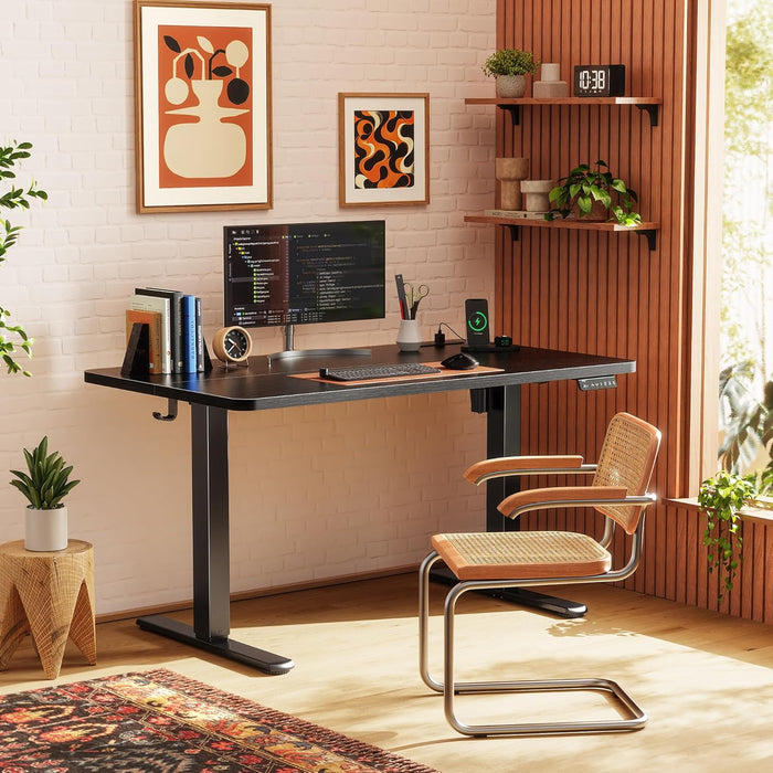 47 X 24 Inch Electric Standing Desk with Power Outlets and USB-C Port, Height Adjustable Desk, Sit Stand Desk for Home Office, Computer & Gaming Desk with 4 Presets, Stable Steel Frame, Black
