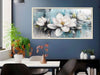 Magnolia Wall Art Framed Canvas Wall Decor Living Room, White Floral Picture Wall Decor Teal Painting Flower Textured Artwork for Bedroom Dining Room Home Office 40"X20"