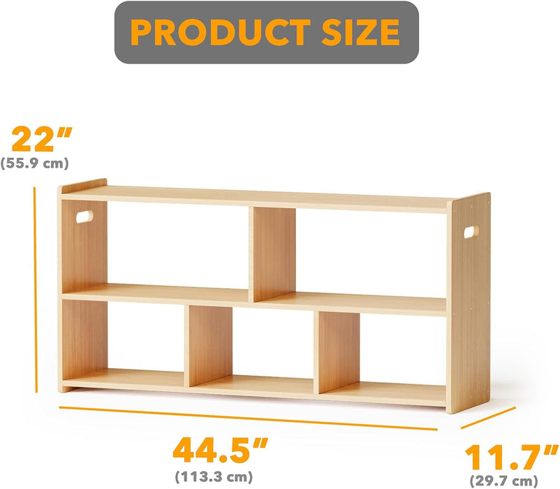 Natural Wooden Montessori Bookshelf Five Compartments