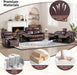 Geniune Leather Manual Loveseat Recliner Sofa Set of 2 with Center Console, Overstuffed 2-Seater Reclining Couch with Hidden Storage & Cup Holders, 2 Dual Recliner for Living Room, Rust Brown