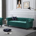 3-Piece Living Room Sectional Sofa Set, Green Velvet Couch Upholstered Sofa Modern Sofa Couches Set Style Button Tufted, Velvet Chesterfield Sofa for Living Room Apartment, 1+2+3 Seat Green