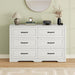 Farmhouse 6 Drawer Dresser for Bedroom, 47" W Modern Chest of Drawers with Metal Handles, Wood Dresser TV Stand, Dresser Drawer Organizer for Closet, Living Room,Hallway,White