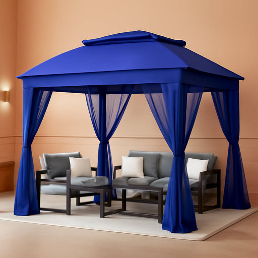 11X11 Pop up Gazebo Tent with Mesh Netting, Instant Outdoor Canopy with UPF 50+ UV Protection, Water Resistant, Blue