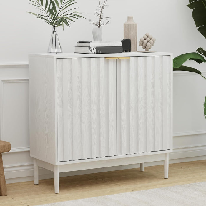 Fluted Buffet Cabinet with Storage, Small Accent Cabinets, White