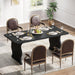 Black Dining Table for 4-6, 63-Inch Rectangular Modern Kitchen Table, Farmhouse Large Kitchen & Dining Room Furniture