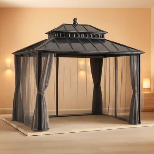 12X10 Weatherproof Cedar Wood Gazebo Galvanized Roof