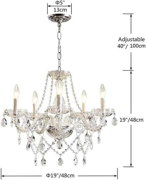 Farmhouse 5 Light K9 Crystal Chandelier PendantLightFixture