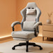Gaming Chair Breathable Fabric Computer Chair with Pocket Spring Cushion, Comfortable Office Chair with Gel Pad and Storage Bag,Massage Game Chair with Footrest,Grey