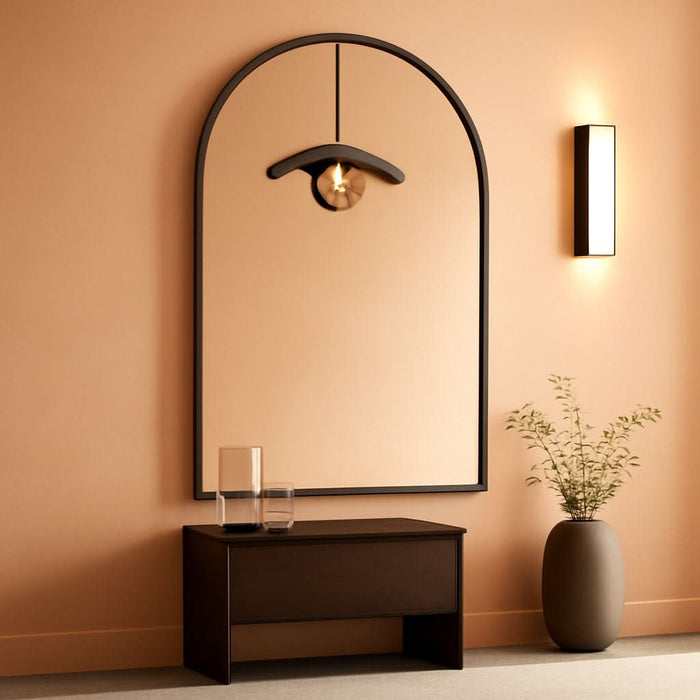 Arched Wall Mirror 24"X36" – Black Metal Frame Vanity Mirrors for Bedroom, Entryway, Living Room Decor