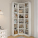Corner Bookshelf, 6-Tier 3-In-1 Narrow Cube Storage Shelf, White