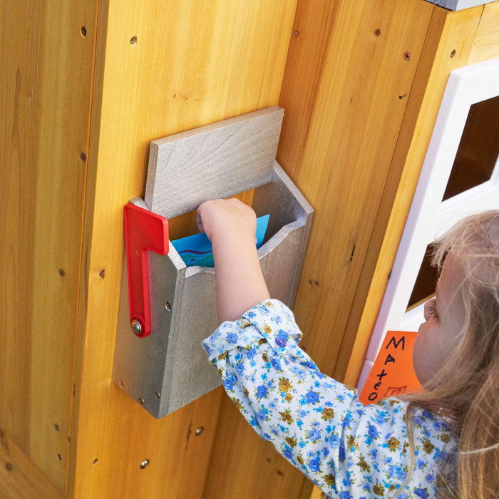 Modern Outdoor Wooden Playhouse with Picnic Table