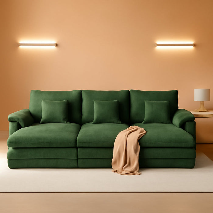 Green 108 Inch DeluxePlus CloudSleeper Sectional Sofa
