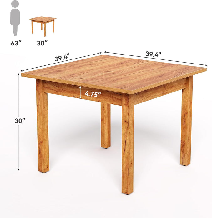 39 Inches Square Dining Table for 4 People, Brown Wooden Kitchen Table Small Dinner Table, Modern Dining Room Tables for Living Room, Kitchen, Oak Brown