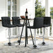 Bar Stools Set of 4, 24 Inch Counter Height Bar Chairs, Upholstered Modern Kitchen Barstools with Metal Base, PU Leather Saddle Stools for Kitchen Island, Inky Black