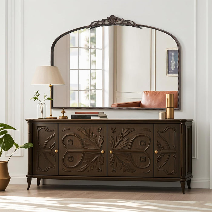 Large Bronze Vintage Mirror: 48"X33" Baroque Antique Wall Mirror