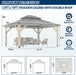 13FT X 15FT Outdoor Wooden Gazebo - Patio Wood Frame Gazebo with Galvanized Steel Hardtop, Heavy-Duty Hardtop Gazebos for Garden, Poolside, Deck, Backyard