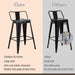 24Inch Outdoor Metal Bar Stools Set of 4 Patio Stool Counter Height Barstools Large Seat Industrial Counter Stool Kitchen Bar Chairs Indoor-Low Back, Black