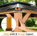 10X12 FT Cedar Wood Gazebo,Hardtop Wooden Gazebo with 4.6In Thickened Posts&High Load-Bearing Galvanized Steel Roof for Outdoor, Patio, Backyard-Natural