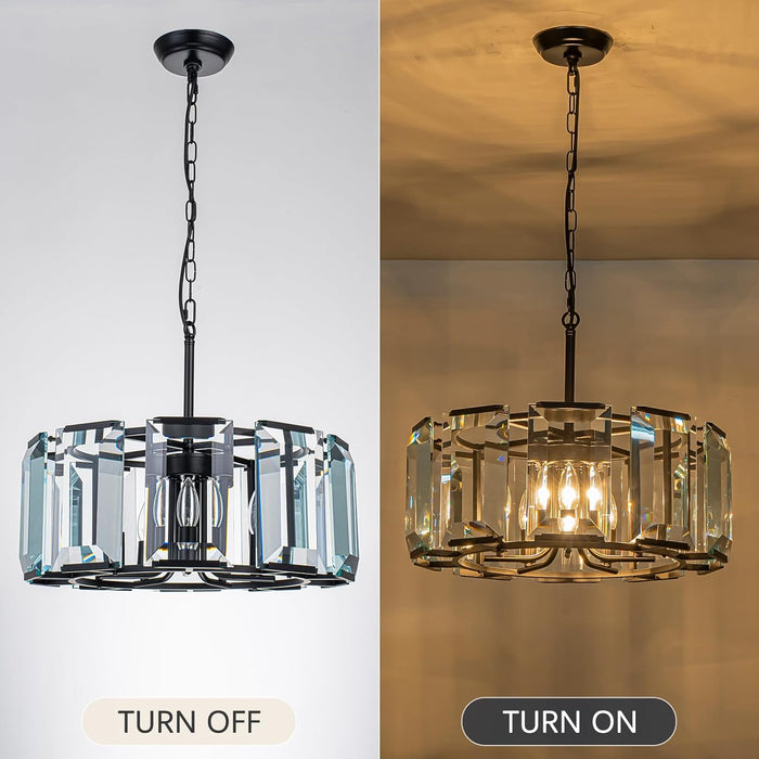 TwentyInch Modern Luxe OnyxBlack Crystal Chandelier FiveLight