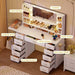SnowWhite Vanity Desk With Foldable Extended Desktop