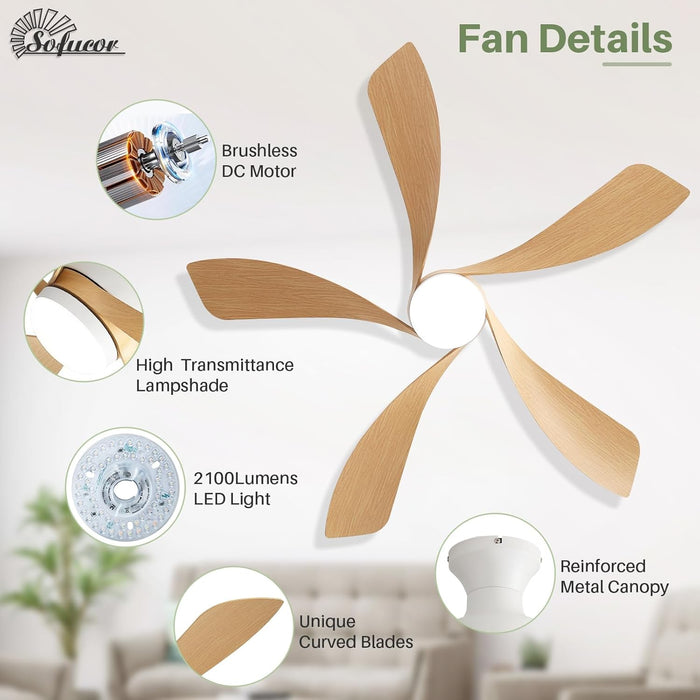 52 Inch Intelligent Ceiling Fan BluetoothEnabled Remote