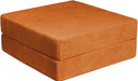 2-Piece Modular Corduroy Ottoman – Boneless Convertible Floor Sleeper & Guest Seating Mat – Pet-Friendly, High-Density Certipur-Us Foam, Washable Covers, Anti-Slip Base – Orange