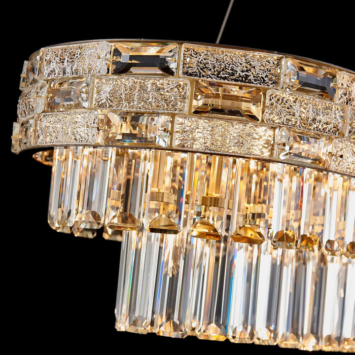 34Inch CrystalChandelier Gold TwelveLights Pendant