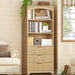 63.3" Tall Bookshelf, Bookshelves and Bookcases with Drawers, Arched Design Bookcase with Storage Cabinet, Natural Wood Grain Wave Pattern Storage Shelves for Living Room, Bedroom,Office