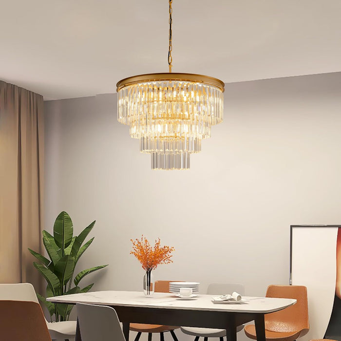 Gold Crystal Chandelier 22.9in Ceiling Pendant Light