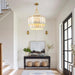 5-Light Chandelier Shell 2 Tiered Faceted Gold Chandeliers for Dining Room Modern Pendant Lighting