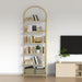 Goldtone StainlessSteel TemperedGlass SixTier Bookshelf