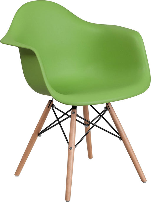 Alonza Series Green Plastic Chair with Wooden Legs