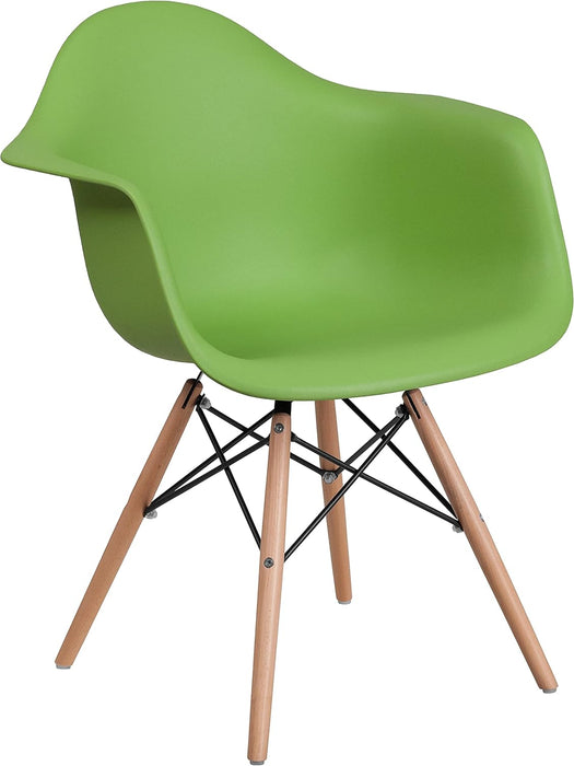 Alonza Series Green Plastic Chair with Wooden Legs