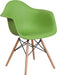 Alonza Series Green Plastic Chair with Wooden Legs