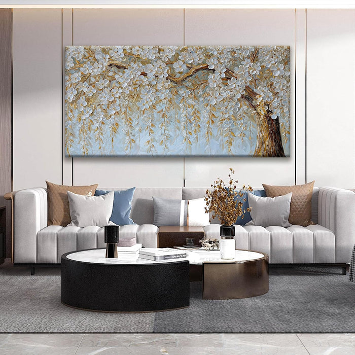 Luxurious Ivory Textured Canvas Wall Art 29x58Inches